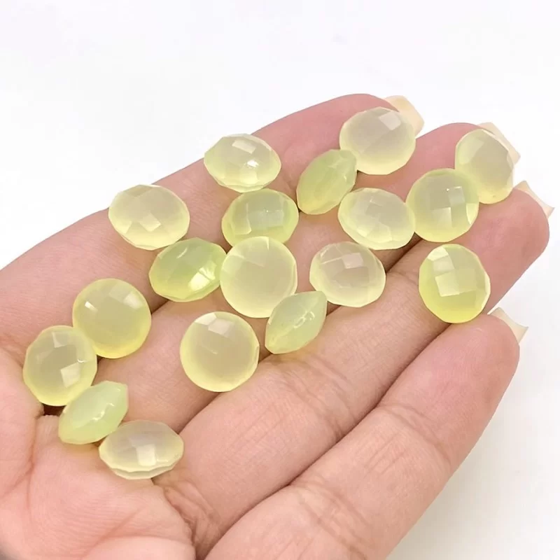  68 Carat Lime Chalcedony 10mm Briolette Round Shape AAA Grade Loose Gemstone Beads Lot - Total 18 Pcs.