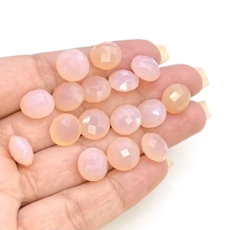  63.25 Carat Pink Chalcedony 10mm Briolette Round Shape AAA Grade Loose Gemstone Beads Lot - Total 16 Pcs.