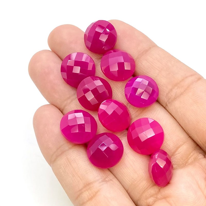 Raspberry Chalcedony Briolette Round Shape AA Grade Gemstone Loose Beads - 12mm - 10 Pc. - 65 Carat