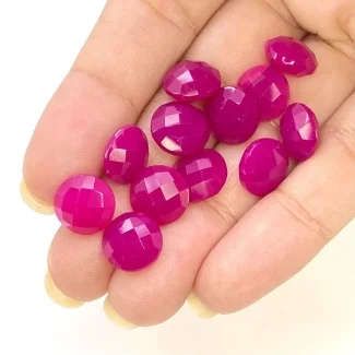  47.20 Carat Raspberry Chalcedony 10mm Briolette Round Shape AA Grade Loose Gemstone Beads Lot - Total 12 Pcs.