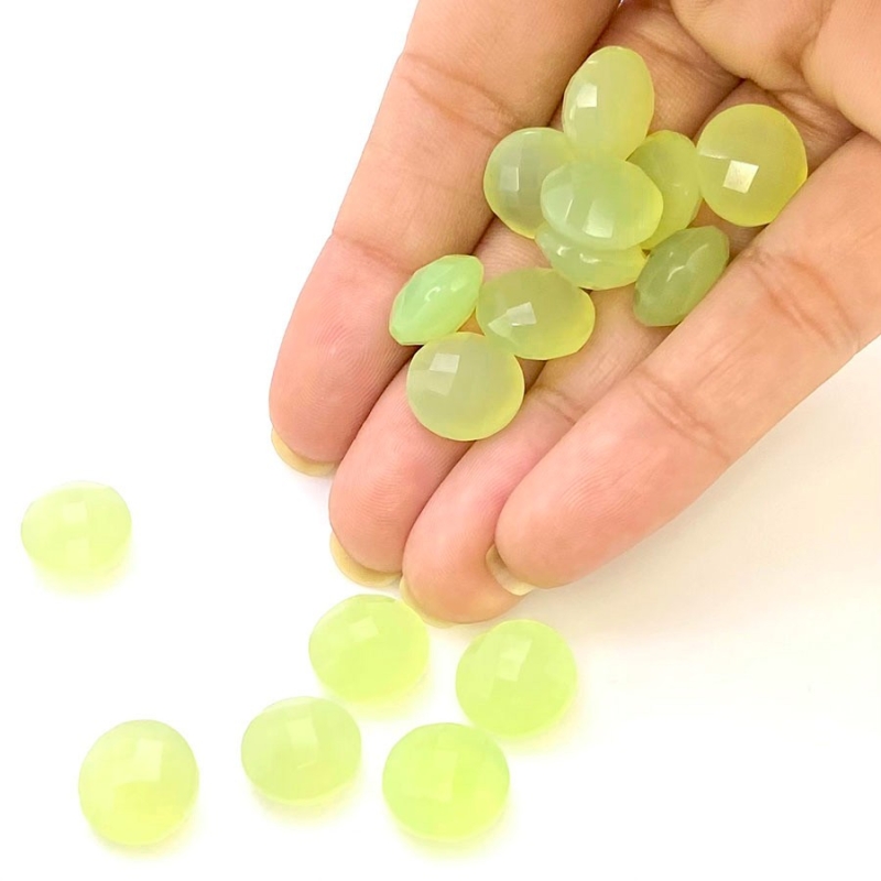  101.20 Carat Lime Chalcedony 11.5-12mm Briolette Round Shape AAA Grade Loose Gemstone Beads Lot - Total 16 Pcs.