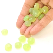  101.20 Carat Lime Chalcedony 11.5-12mm Briolette Round Shape AAA Grade Loose Gemstone Beads Lot - Total 16 Pcs.