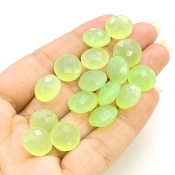  101.20 Carat Lime Chalcedony 11.5-12mm Briolette Round Shape AAA Grade Loose Gemstone Beads Lot - Total 16 Pcs.