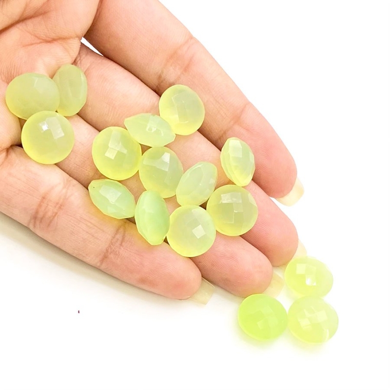  101.20 Carat Lime Chalcedony 11.5-12mm Briolette Round Shape AAA Grade Loose Gemstone Beads Lot - Total 16 Pcs.