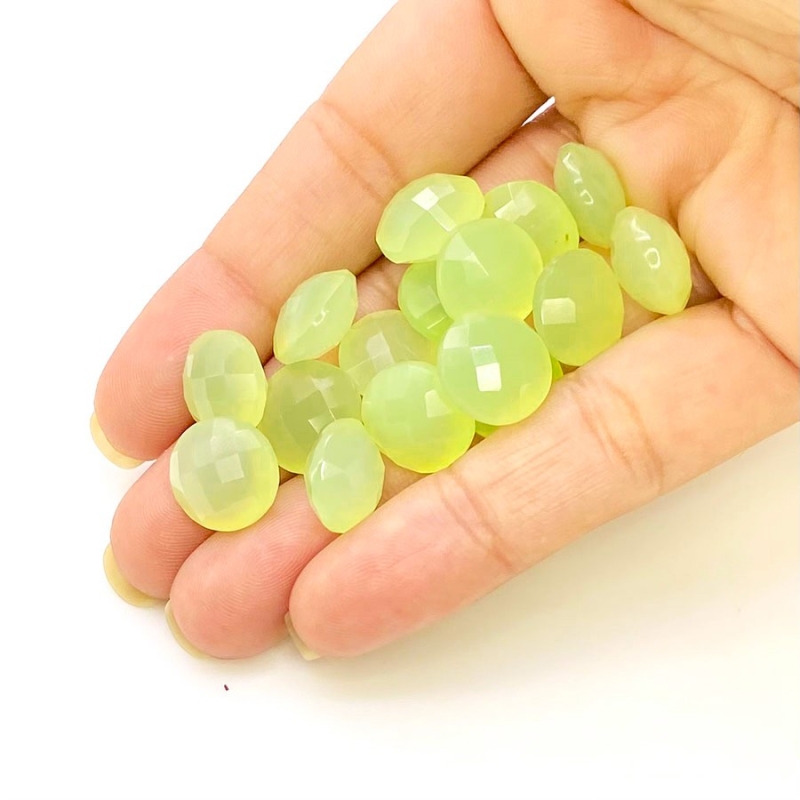  101.20 Carat Lime Chalcedony 11.5-12mm Briolette Round Shape AAA Grade Loose Gemstone Beads Lot - Total 16 Pcs.