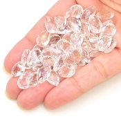  127 Carats Crystal Quartz 12x8mm Briolette Pear Shape AAA Grade Loose Gemstone Beads Lot - Total 45 Pcs.