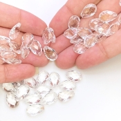  127 Carats Crystal Quartz 12x8mm Briolette Pear Shape AAA Grade Loose Gemstone Beads Lot - Total 45 Pcs.