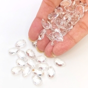  127 Carats Crystal Quartz 12x8mm Briolette Pear Shape AAA Grade Loose Gemstone Beads Lot - Total 45 Pcs.