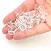  127 Carats Crystal Quartz 12x8mm Briolette Pear Shape AAA Grade Loose Gemstone Beads Lot - Total 45 Pcs.