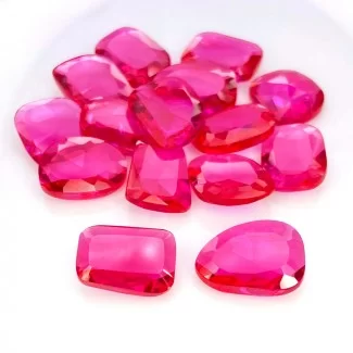  131.50 Cts. Lab Ruby 14-16mm Rose Cut Irregular Shape AAA Grade Gemstones Parcel - Total 15 Pcs.