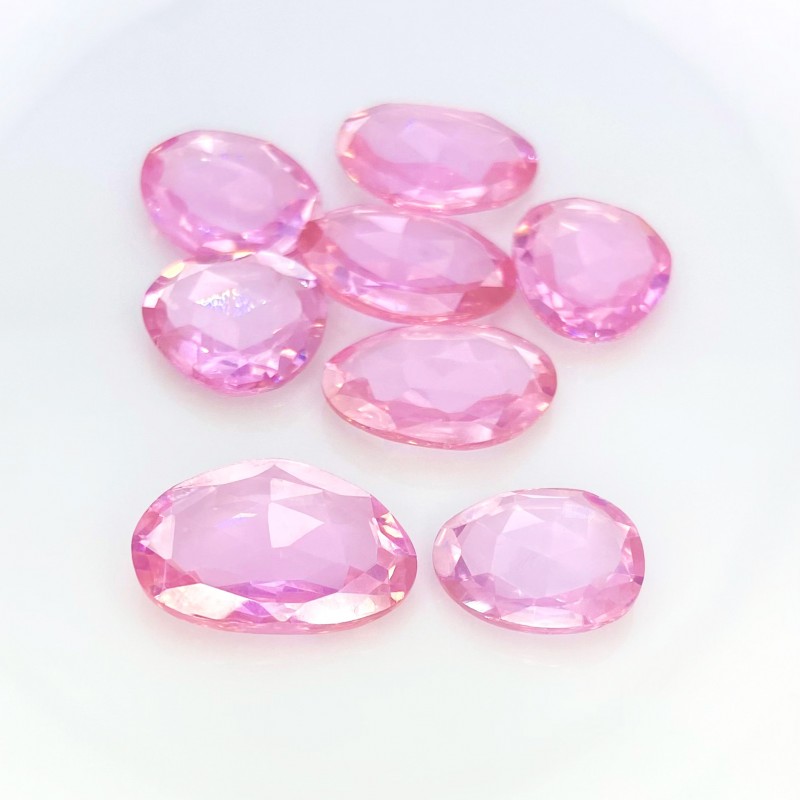 Lab Pink Sapphire Rose Cut Irregular Shape AAA Grade Gemstone Parcel - 15-20mm - 8 Pc. - 106.20 Cts.