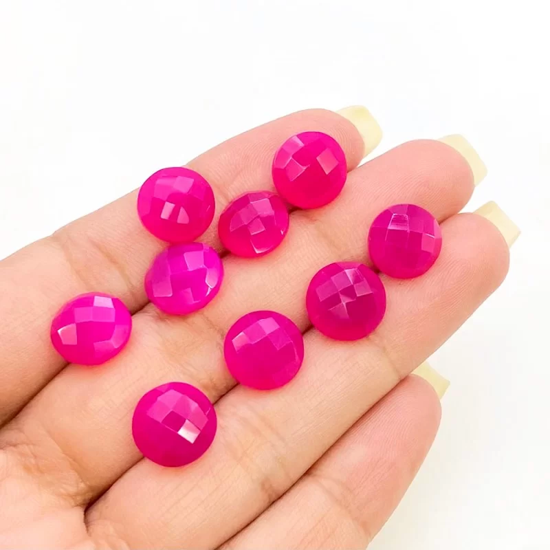  34.25 Carat Raspberry Chalcedony 10mm Briolette Round Shape AAA Grade Loose Gemstone Beads Lot - Total 9 Pcs.