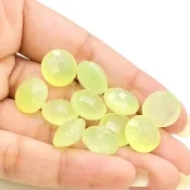 71.75 Carat Lime Chalcedony 12mm Briolette Round Shape AAA Grade Loose Gemstone Beads Lot - Total 11 Pcs.