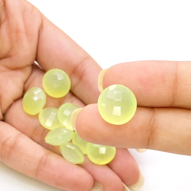  71.75 Carat Lime Chalcedony 12mm Briolette Round Shape AAA Grade Loose Gemstone Beads Lot - Total 11 Pcs.