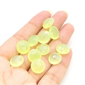  71.75 Carat Lime Chalcedony 12mm Briolette Round Shape AAA Grade Loose Gemstone Beads Lot - Total 11 Pcs.
