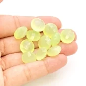  71.75 Carat Lime Chalcedony 12mm Briolette Round Shape AAA Grade Loose Gemstone Beads Lot - Total 11 Pcs.