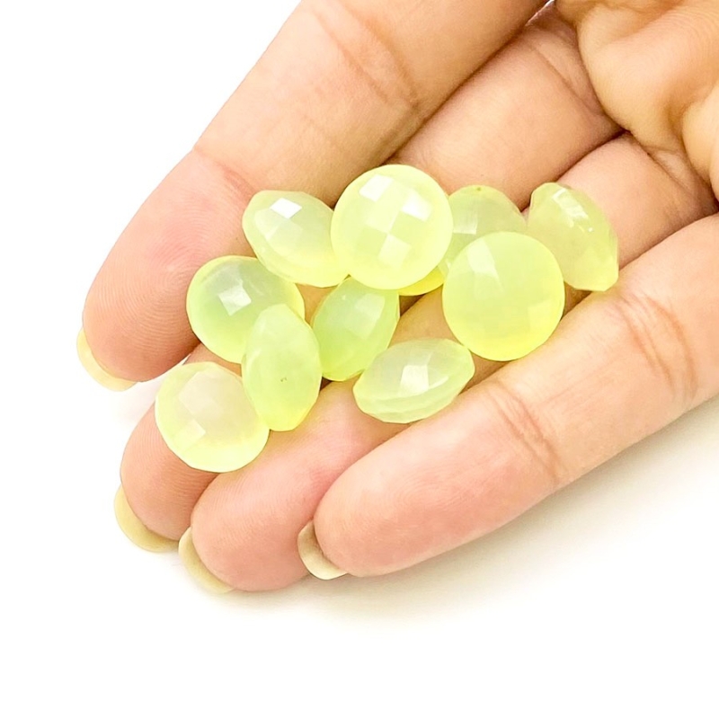  71.75 Carat Lime Chalcedony 12mm Briolette Round Shape AAA Grade Loose Gemstone Beads Lot - Total 11 Pcs.