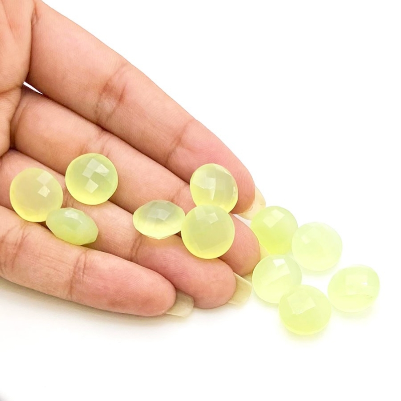  71.75 Carat Lime Chalcedony 12mm Briolette Round Shape AAA Grade Loose Gemstone Beads Lot - Total 11 Pcs.
