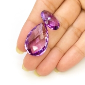  32.60 Cts. Brazilian Amethyst 10-22.60Cts. Briolette Mix Shape AAA Grade Loose Gemstone Beads Lot - Total 2 Pcs.
