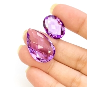  32.60 Cts. Brazilian Amethyst 10-22.60Cts. Briolette Mix Shape AAA Grade Loose Gemstone Beads Lot - Total 2 Pcs.