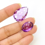  32.60 Cts. Brazilian Amethyst 10-22.60Cts. Briolette Mix Shape AAA Grade Loose Gemstone Beads Lot - Total 2 Pcs.