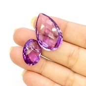  32.60 Cts. Brazilian Amethyst 10-22.60Cts. Briolette Mix Shape AAA Grade Loose Gemstone Beads Lot - Total 2 Pcs.
