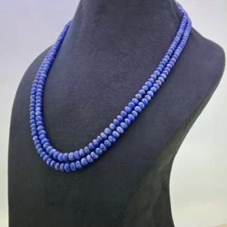 Blue Sapphire Smooth Rondelle Shape A Grade Gemstone Beads Necklace - 5-8mm - 18 Inch - 2 Strand