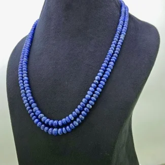 Blue Sapphire 5-9mm Smooth Rondelle Shape A Grade Multi Strand Beads Necklace - Total 2 Strands of 18 Inch.