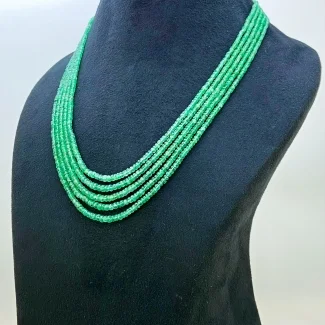 Emerald 2-4mm Faceted Rondelle Shape AA Grade Multi Strand Beads Necklace - Total 5 Strands of 17-19 Inch.