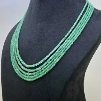 Emerald Faceted Rondelle Shape A+ Grade Gemstone Beads Necklace - 2.5-4.5mm - 17-19 Inch - 5 Strand