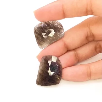 37.50 Carat Sapphire 23x18mm Rose Cut Irregular Shape A Grade Matched Cabochons Pair - Total 2 Pcs.