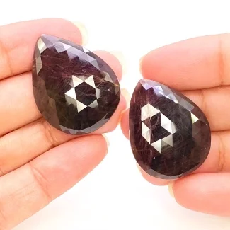 68.70 Carat Sapphire 30x23mm Rose Cut Pear Shape A Grade Matched Cabochons Pair - Total 2 Pcs.