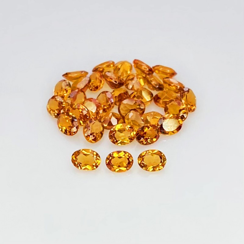 6.60 Cts. Hessonite Garnet 4x3mm Faceted Oval Shape AAA Grade Gemstones Parcel - Total 34 Pcs.