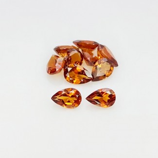 4.15 Cts. Hessonite Garnet 6x4mm Faceted Pear Shape AAA Grade Gemstones Parcel - Total 10 Pcs.
