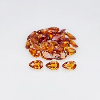 6.35 Cts. Hessonite Garnet 5x3mm Faceted Pear Shape AAA Grade Gemstones Parcel - Total 27 Pcs.