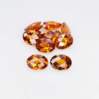 8.30 Cts. Hessonite Garnet 7x5mm Checkerboard Oval Shape AAA Grade Gemstones Parcel - Total 10 Pcs.