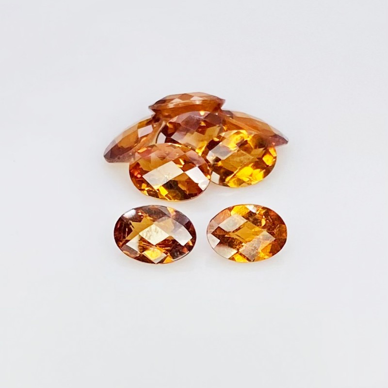6.10 Cts. Hessonite Garnet 7x5mm Checkerboard Oval Shape AAA Grade Gemstones Parcel - Total 8 Pcs.