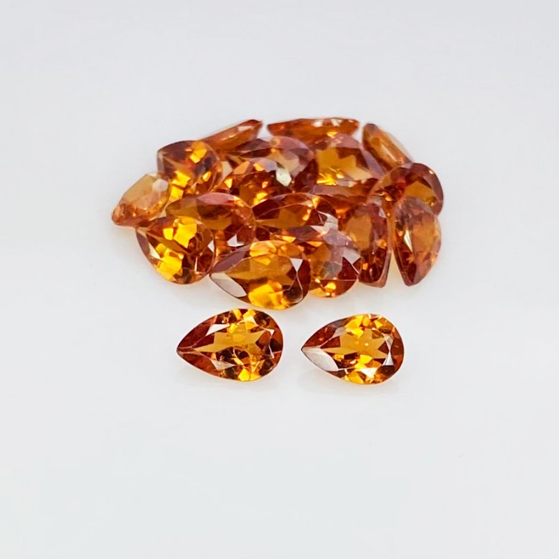 7.95 Cts. Hessonite Garnet 6x4mm Faceted Pear Shape AAA Grade Gemstones Parcel - Total 19 Pcs.