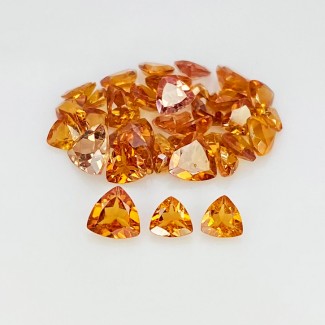 9.20 Cts. Hessonite Garnet 3-5mm Faceted Trillion Shape AAA Grade Gemstones Parcel - Total 37 Pcs.