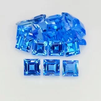 17.60 Cts. Swiss Blue Topaz 5mm Step Cut Square Shape AAA Grade Gemstones Parcel - Total 21 Pcs.