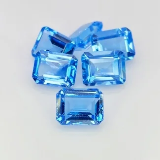 17.80 Cts. Swiss Blue Topaz 9x7mm Step Cut Octagon Shape AAA Grade Gemstones Parcel - Total 6 Pcs.