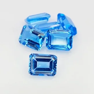 18.90 Cts. Swiss Blue Topaz 9x7mm Step Cut Octagon Shape AAA Grade Gemstones Parcel - Total 6 Pcs.