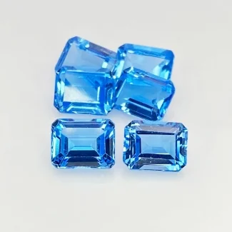 18 Cts. Swiss Blue Topaz 9x7mm Step Cut Octagon Shape AAA Grade Gemstones Parcel - Total 6 Pcs.