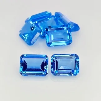 21.90 Cts. Swiss Blue Topaz 9x7mm Step Cut Octagon Shape AAA Grade Gemstones Parcel - Total 7 Pcs.