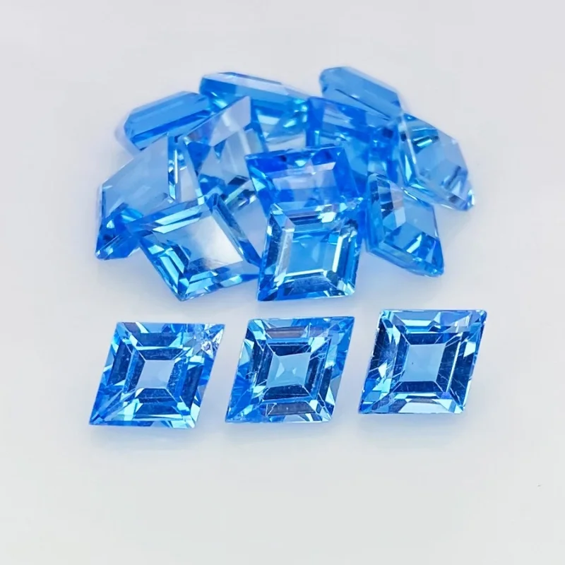 27.16 Carat Swiss Blue Topaz 10x8mm Faceted Kite Shape AAA Grade Gemstones Parcel - Total 14 Pcs.