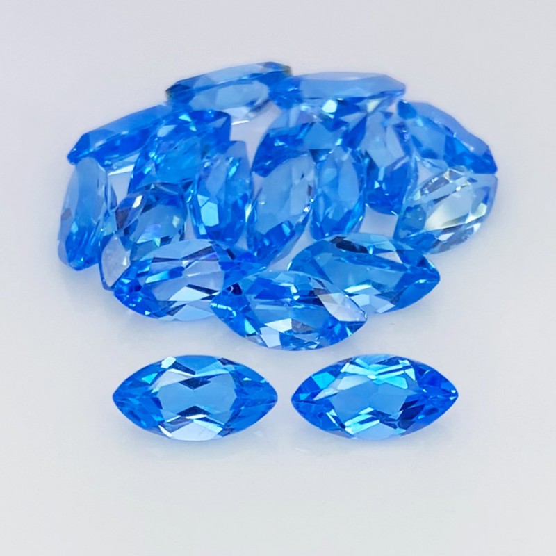 23.95 Cts. Swiss Blue Topaz 10x5mm Faceted Marquise Shape AAA Grade Gemstones Parcel - Total 18 Pcs.
