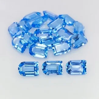 21.03 Carat Swiss Blue Topaz 7x5mm Faceted Fancy Shape AAA Grade Gemstones Parcel - Total 19 Pcs.