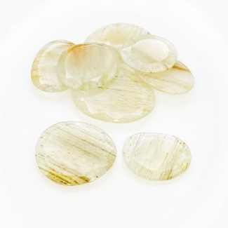 129.45 Carat Golden Rutile 22-31mm Rose Cut Irregular Shape AA Grade Gemstones Parcel - Total 8 Pcs.