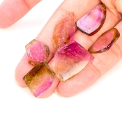 58.20 Cts. Watermelon Tourmaline 15-27mm Rose Cut Irregular Shape A+ Grade Gemstones Parcel - Total 6 Pcs.