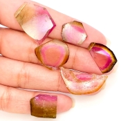 58.20 Cts. Watermelon Tourmaline 15-27mm Rose Cut Irregular Shape A+ Grade Gemstones Parcel - Total 6 Pcs.